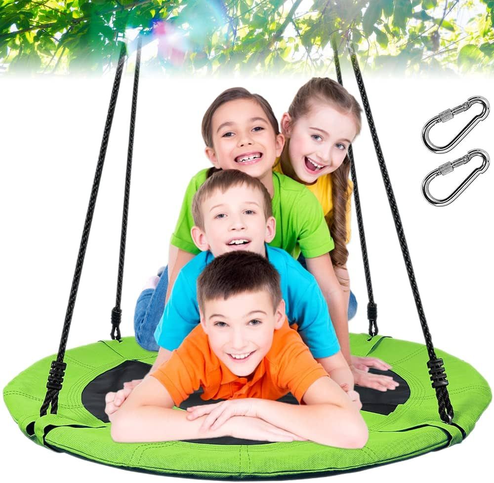 Tree Swing Saucer Swing, 40 inch Round Swing for Kids Outdoor, 750 Lbs Capacity Heavy Duty, Disc ... | Amazon (US)