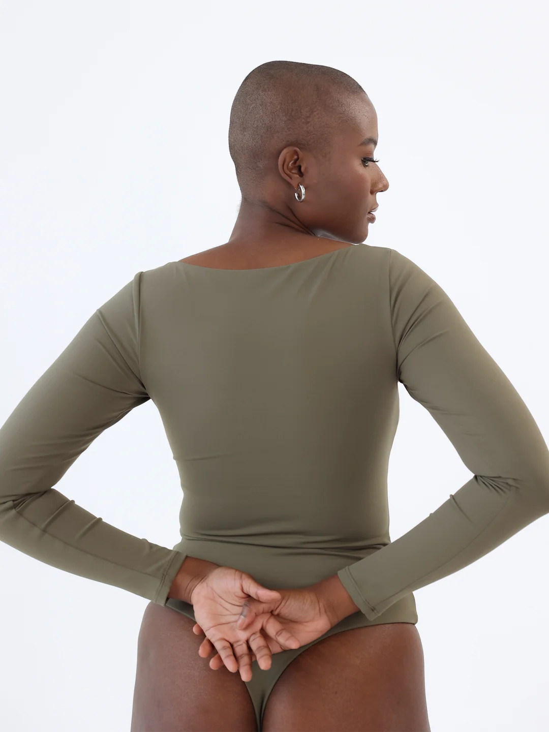 Long Sleeve Wide Scoop Neck Bramisuit | Klassy