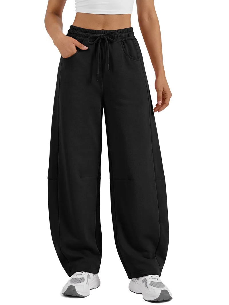 Sundazz Barrel Sweatpants for Women Baggy Wide Leg Sweat Pants Drawstring Cotton Workout Pants wi... | Walmart (US)