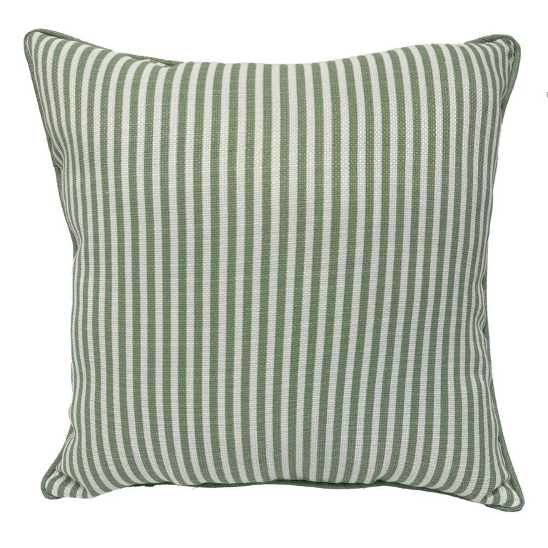 Better Homes & Gardens Striped Decorative Outdoor Throw Pillow, Off-White/Green - Walmart.com | Walmart (US)
