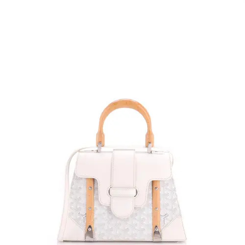 Pre-Owned Goyard Saigon Top Handle Bag Coated Canvas with Leather PM in White at Nordstrom, Size Small | Nordstrom