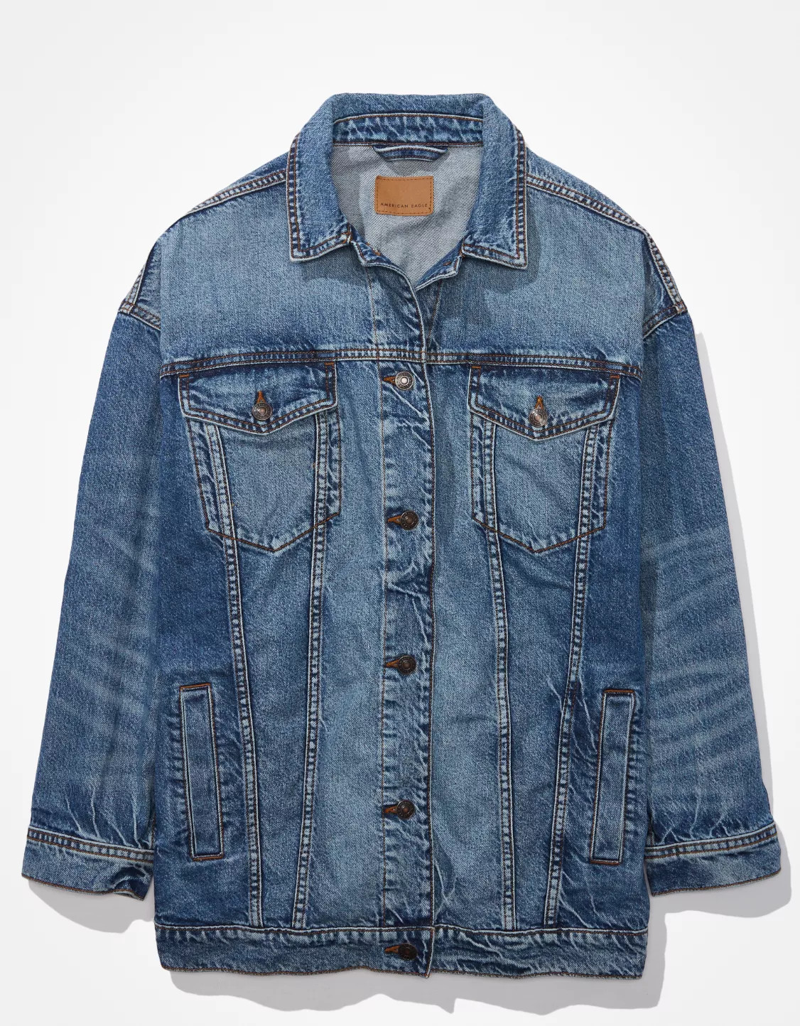 AE '90s Boyfriend Medium Wash Denim Jacket | American Eagle Outfitters (US & CA)