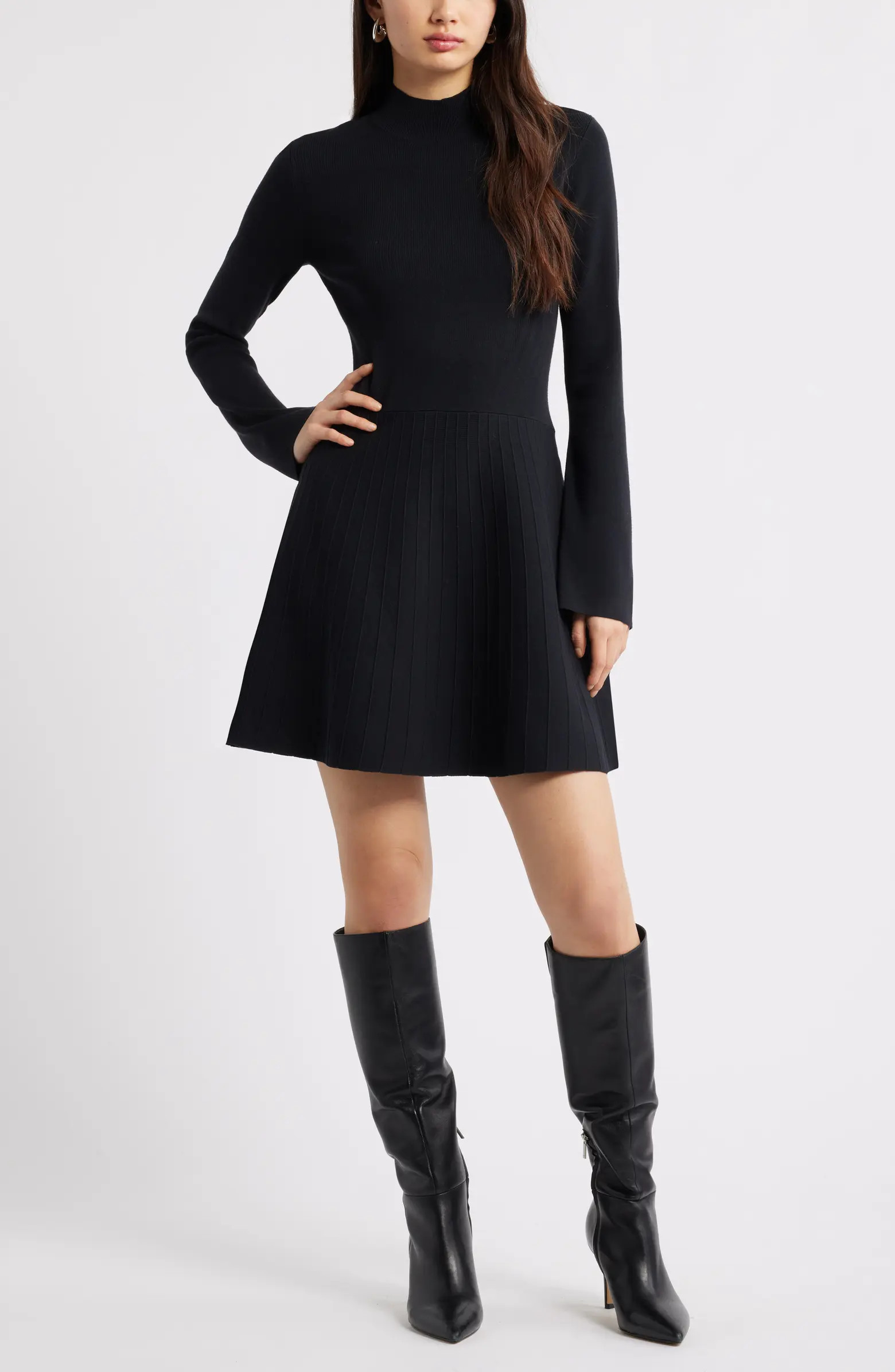 Open Edit Mock Neck Long Sleeve Sweater Dress | Nordstrom | Nordstrom