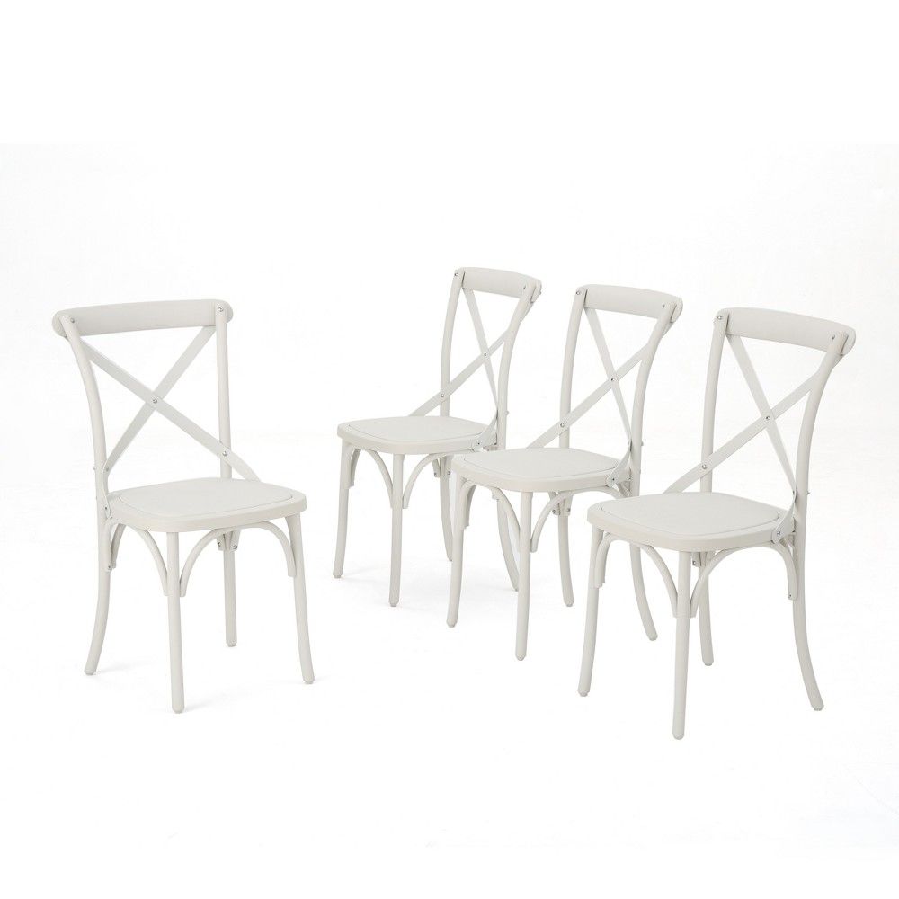 Danish 4pk Plastic Nylon Dining Chairs - French White - Christopher Knight Home | Target