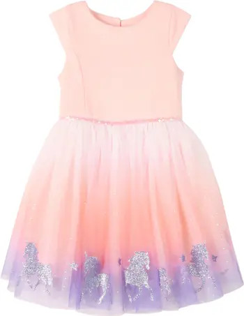 Kid's Glitter Unicorn Cap Sleeve Tulle Dress | Nordstrom