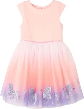 Kid's Glitter Unicorn Cap Sleeve Tulle Dress | Nordstrom