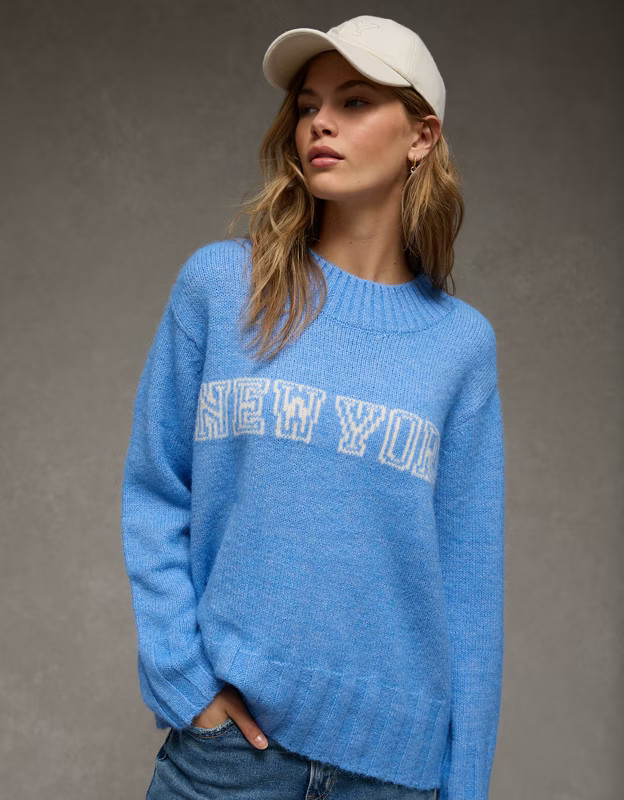 AE Oversized Faux Mohair Wide Cuff Sweater | American Eagle Outfitters (US & CA)