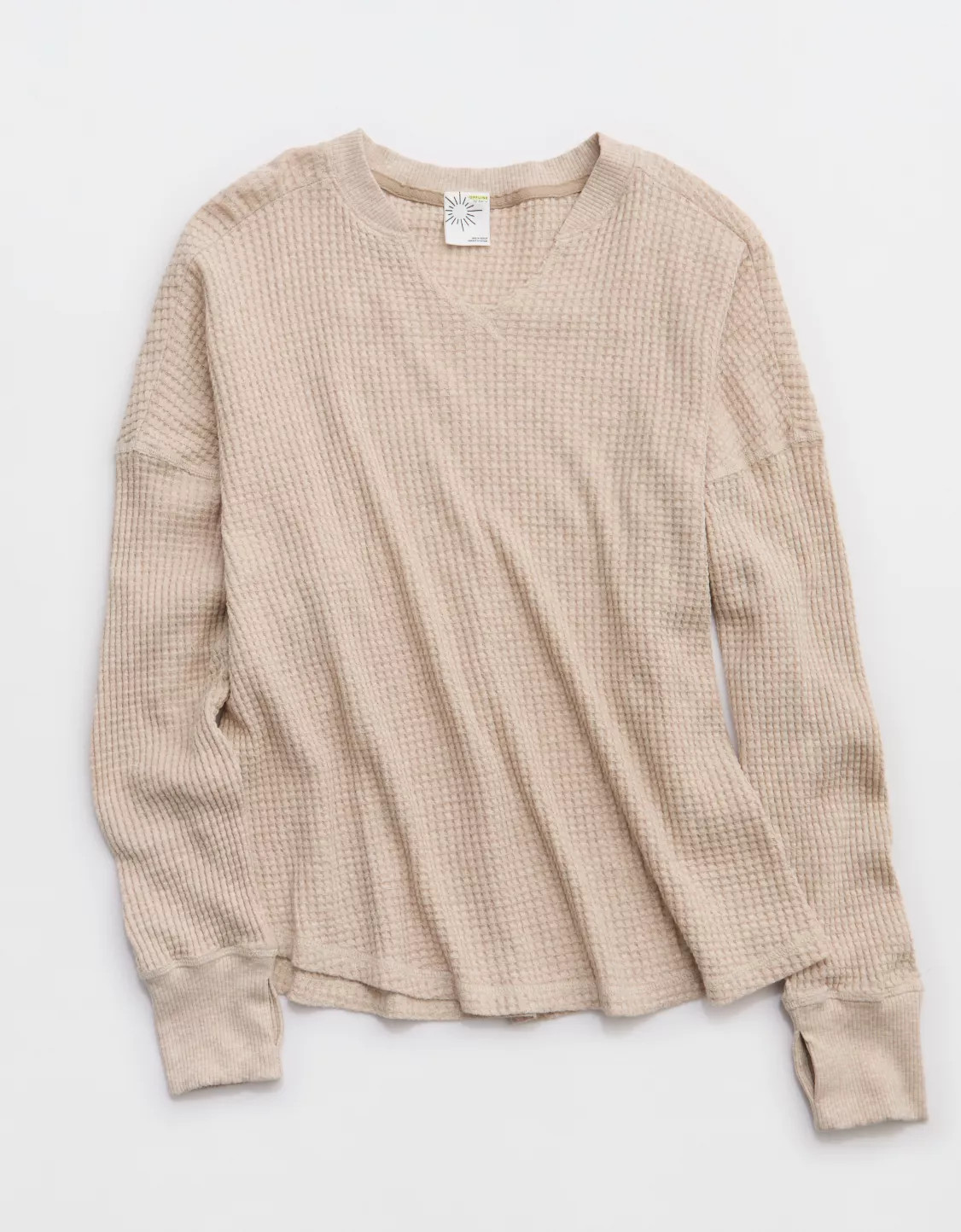 OFFLINE By Aerie Wow! Waffle Notch Neck Long Sleeve T-Shirt | Aerie