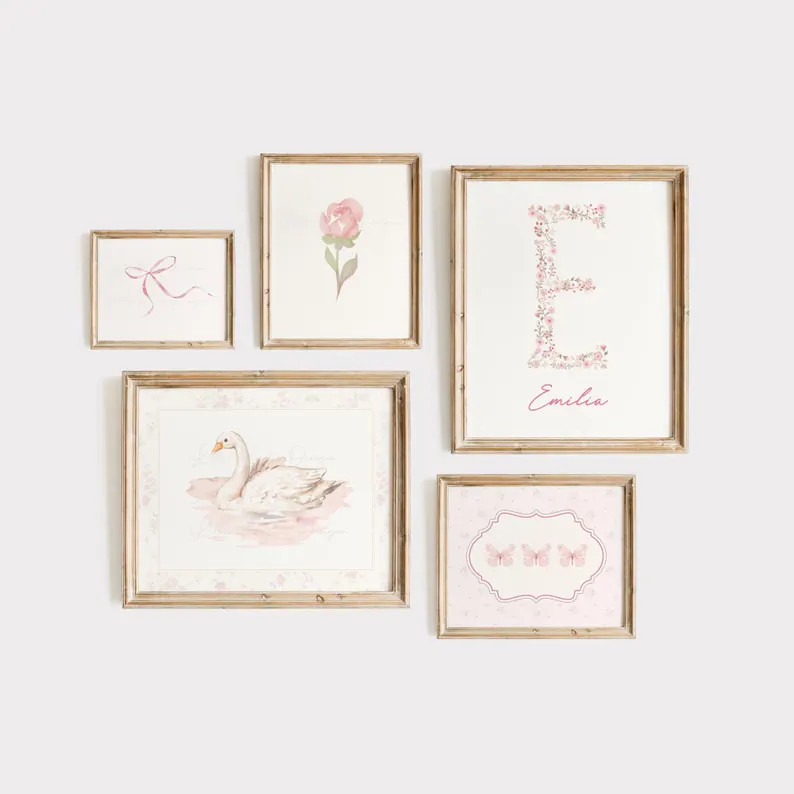 Vintage Nursery Prints, Girl Nursery Gallery Wall, Pink Nursery Art, Baby Girl Nursery Wall Art, ... | Etsy (US)