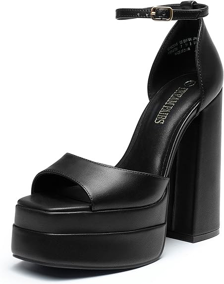 DREAM PAIRS High Heels Chunky Block Platform Heels for Women Ankle Strap Sexy Open Square Toe Hee... | Amazon (US)