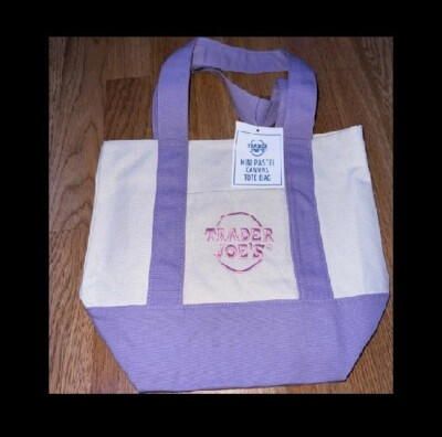 Trader Joe's Mini Pastel Canvas Tote Bag Limited Sold Out "Lavender Purple" NEW | eBay US