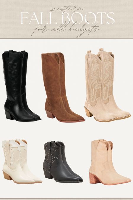 Western fall boots for all budgets! 👢 #boots #fallboots #countryconcert #widecalfboots #blackboots #nudeboots #brownboots #creamboots #booties 

#LTKshoecrush #LTKfindsunder100 #LTKSeasonal