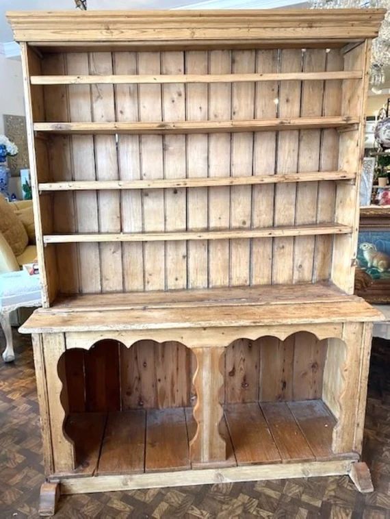 Antique Irish Pine Fiddle Front Dresser/ Cupboard | Etsy (US)