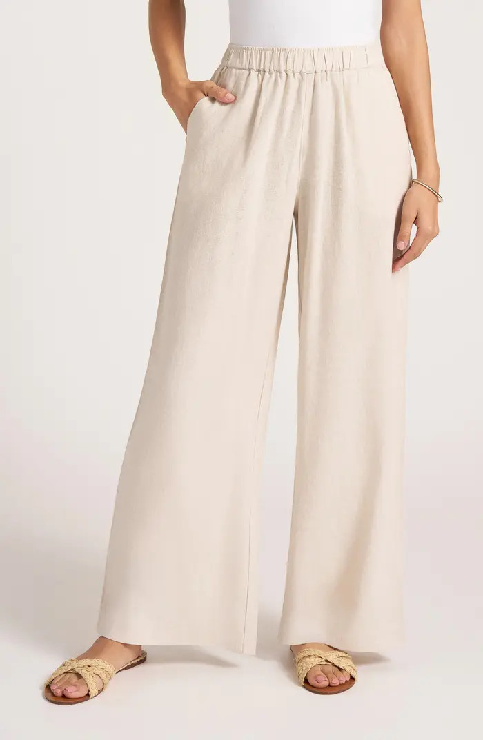 Seraphine Wide Leg Linen Blend Pants | Nordstrom
