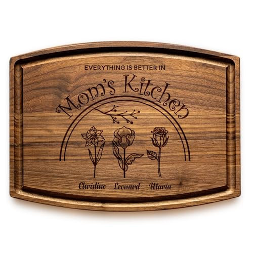 Personalized Mother’s Day Gift for Mom, Wife or Grandma - Custom Birth Flower Cutting Board with Kids or Grandkids Names - Gift for Nana Mimi Gigi | Amazon (US)