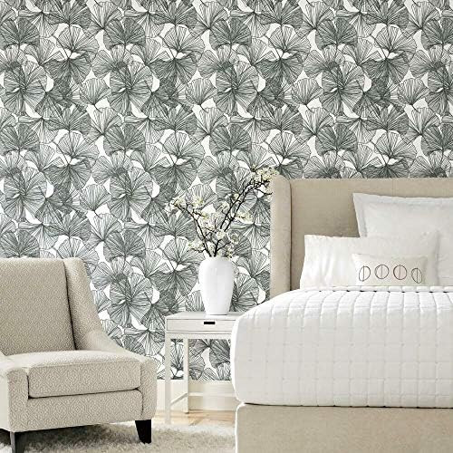 RoomMates RMK11601WP Black Gingko Leaves Peel and Stick Wallpaper | Amazon (US)