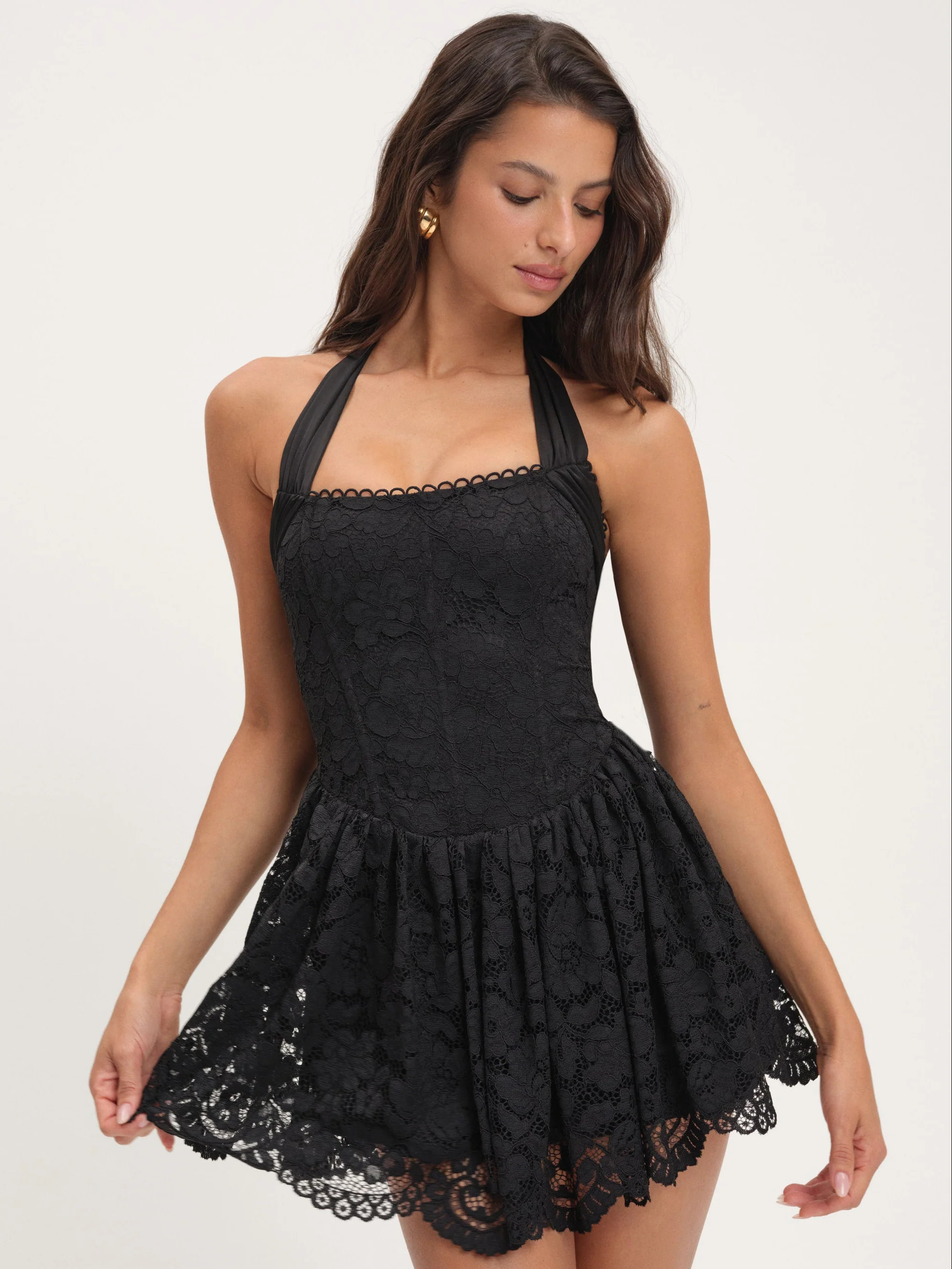 Lakeside Lace Halter Mini Dress | For Love & Lemons