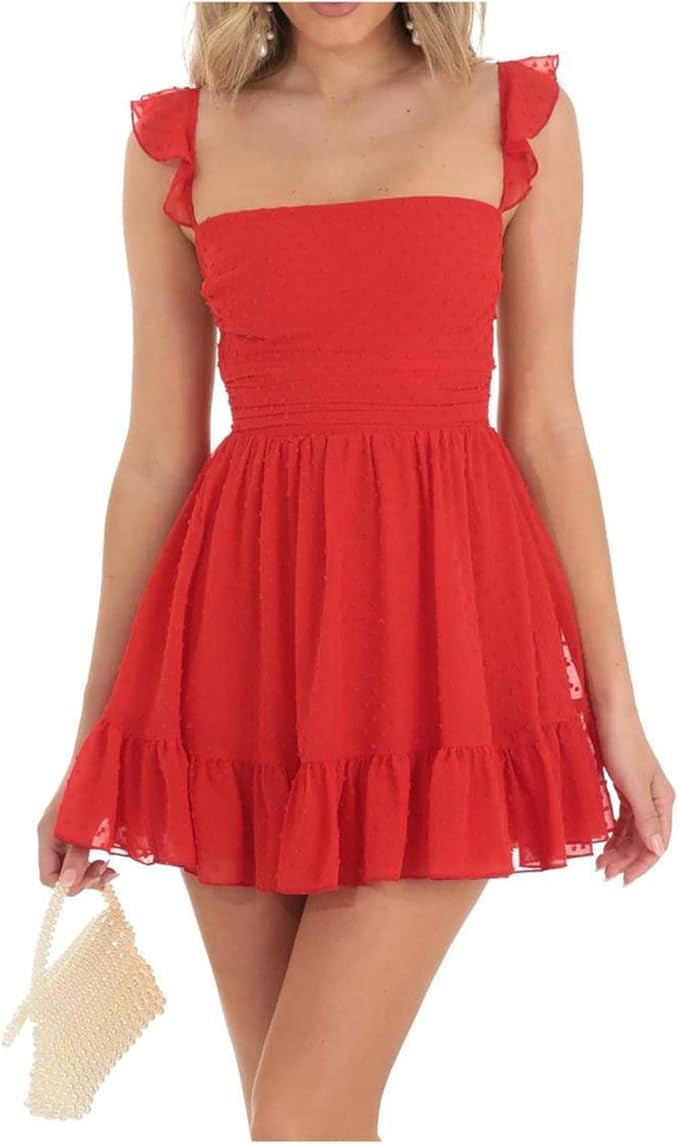 Women Sexy Lace Mini Dress Y2K Fairy Sleeveless Low Cut Tank Dress Elegant Backless A-Line Tube D... | Amazon (US)