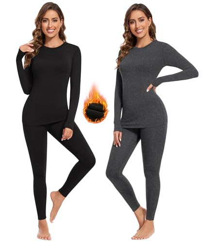 BESTENA Women’s Thermal Underwear Set, Fleece Lined Long Underwear, Warm Base Layer Top and Bottom for Cold Weather | Amazon (US)