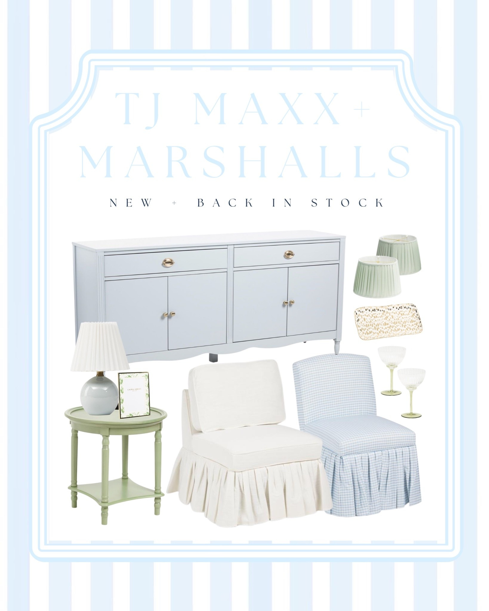 Blue and Green look for less classic home finds 🩵💚 The latest TJ Maxx + Marshalls home finds you need to see! 

Rounded up my favorite timeless coastal furniture & decor including this light blue sideboard, skirted accent chairs, light green side table, pleated lamp shades & more designer inspired home accents

Follow along to keep up with the best grandmillennial style new arrivals, hidden gems + look for less finds, so you can recreate that collected, classic coastal home before they sell out!

Use code SHIP89 for free shipping 📦
 
#tjmaxxfinds #marshallsfinds #coastalhomedecor #grandmillennialdecor #homedecorideas
Lillian August Home

@TJ Maxx @Marshalls

#LTKHome #LTKSaleAlert