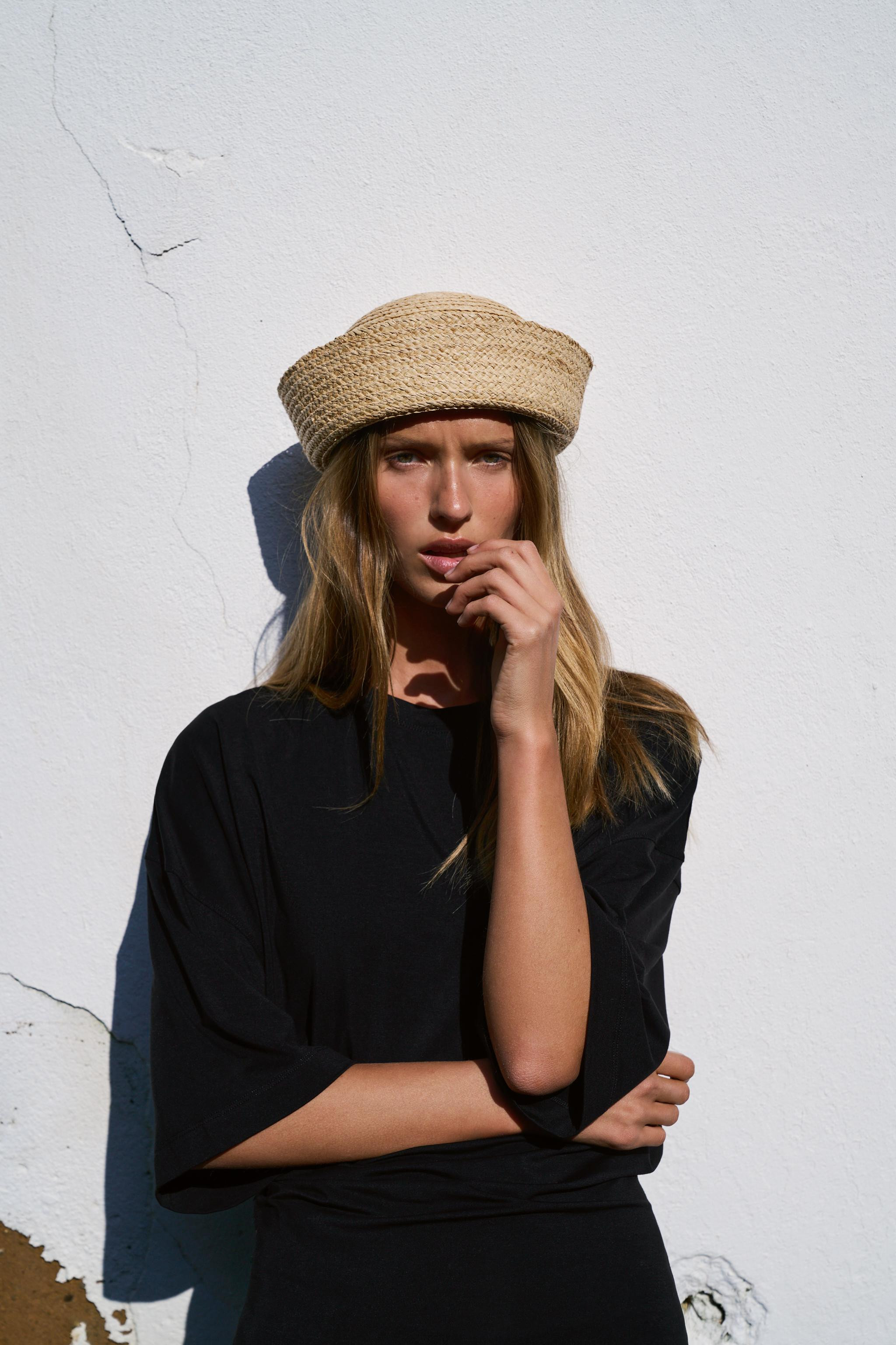 100% RAFFIA SKIMMER HAT | Zara Canada