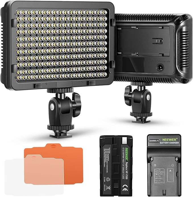 Neewer Dimmable 176 LED Video Light on Camera LED Panel with 2200mAh Li-ion Battery and Charger f... | Amazon (US)