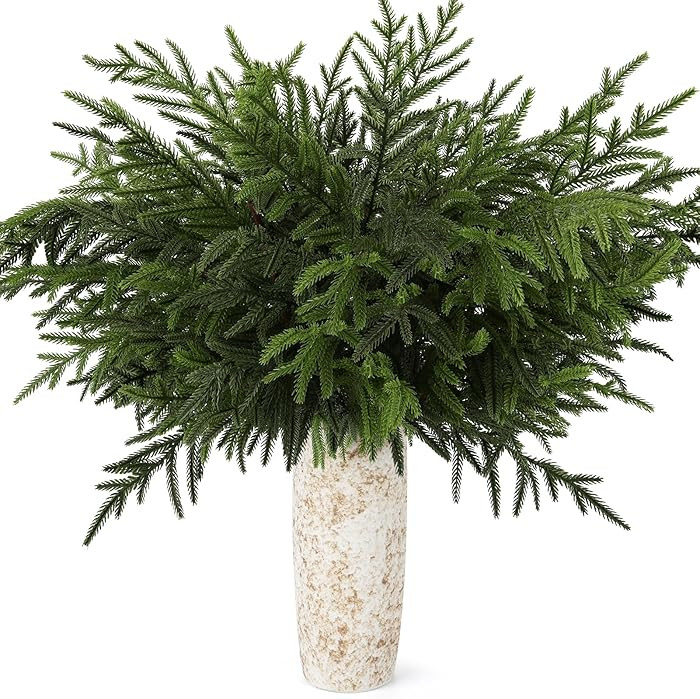 4 Pcs Realistic Norfolk Pine Branches -36" Artificial Real Touch Christmas Pine Stems Picks Green... | Amazon (US)