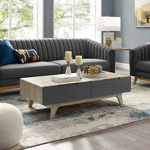 Amazon.com: Modway Origin 47" Mid-Century Modern Wood Coffee Table In Walnut White : Home & Kitch... | Amazon (US)