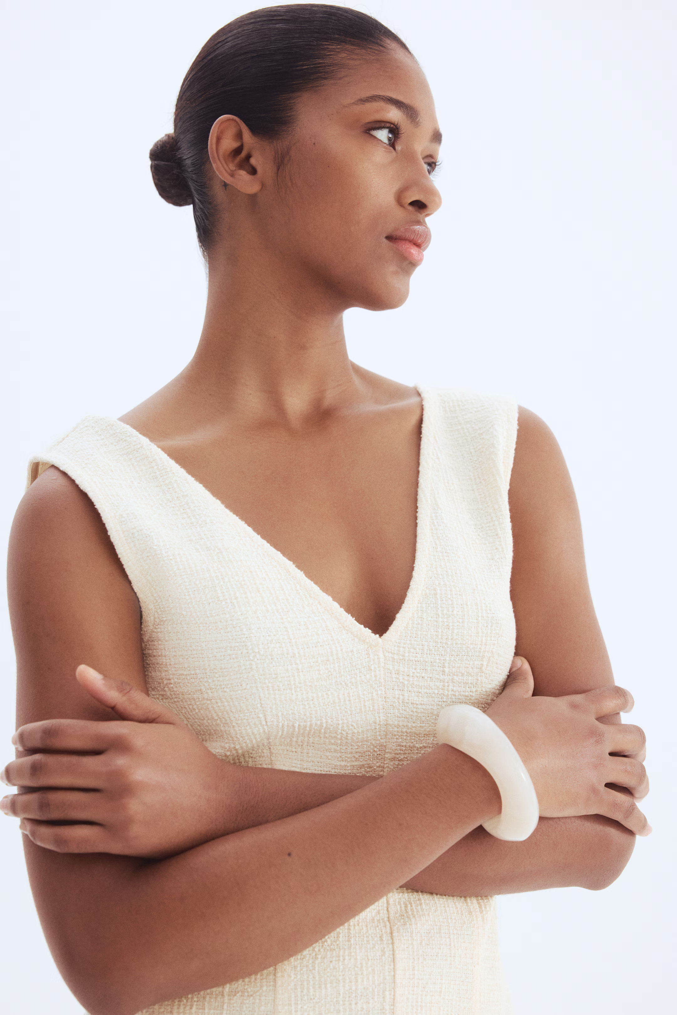 Bouclé mini dress - Cream - Ladies | H&M GB | H&M (UK, MY, IN, SG, PH, TW, HK)