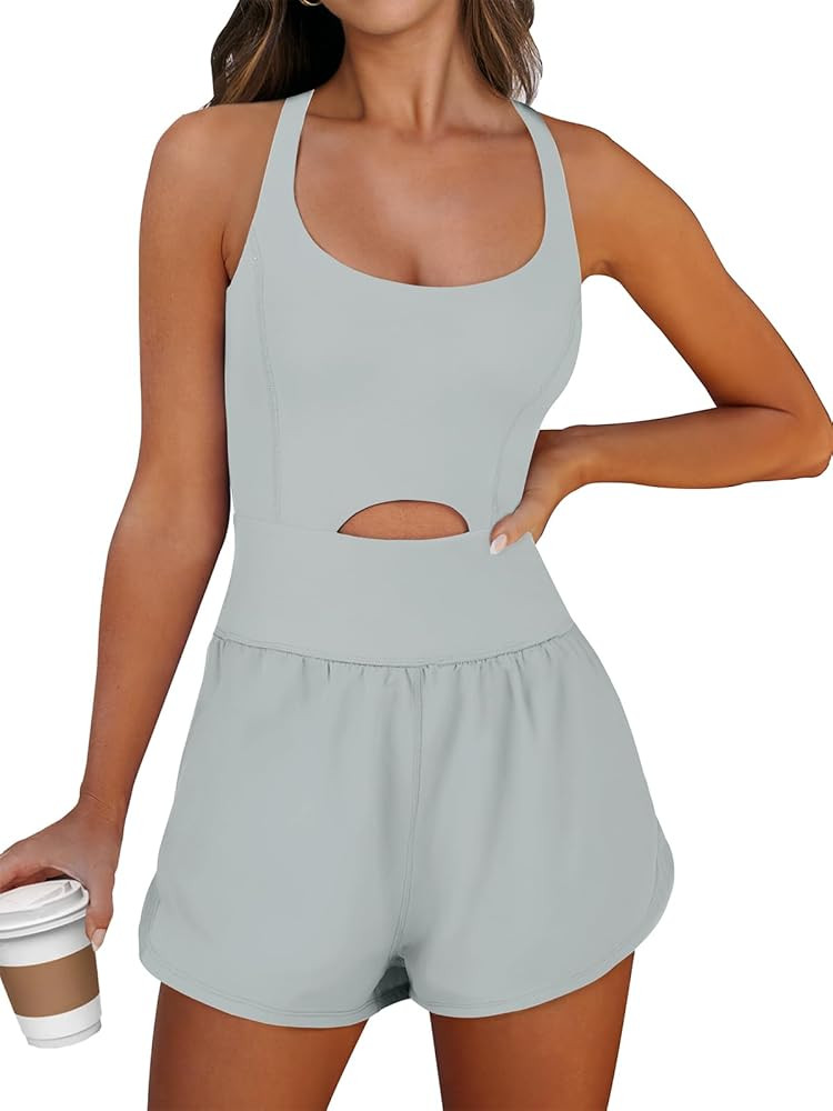 Caracilia Women's Workout Athletic Romper Summer Sets Short Jumpsuits Onesie Running Outfits Exer... | Amazon (US)
