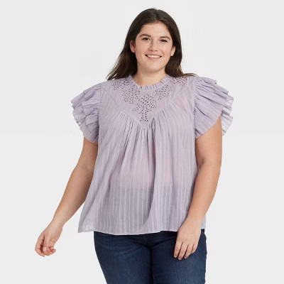 Women's Ruffle Sleeveless Eyelet Blouse - Universal Thread™ | Target