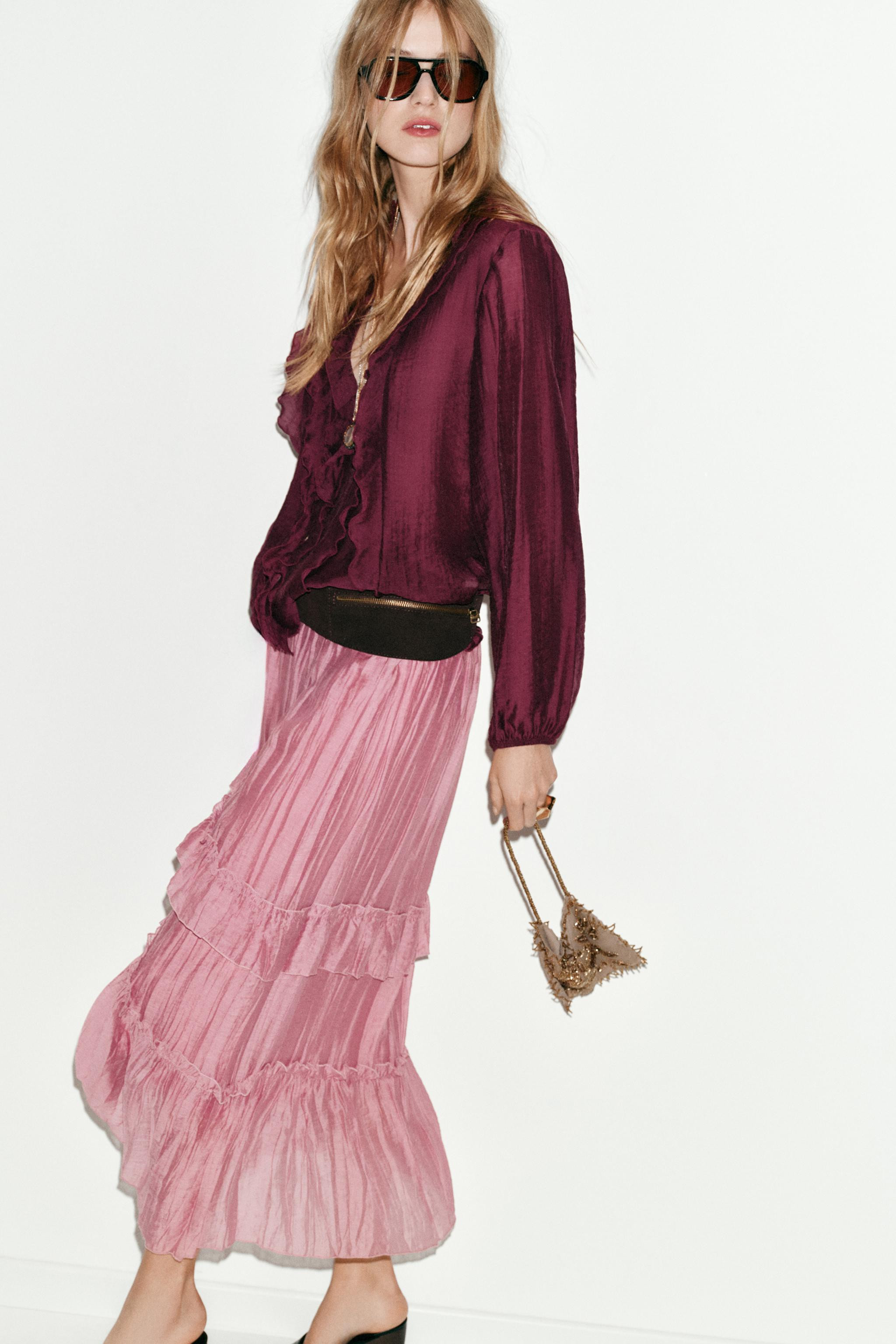 RUFFLED MIDI SKIRT | Zara US