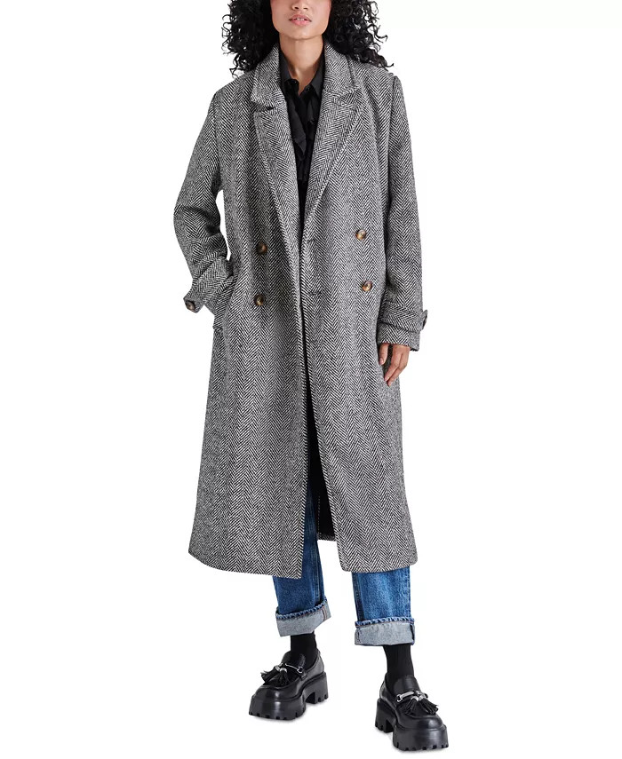 Women's Prince Herringbone Double-Breasted Top Coat | Macy's