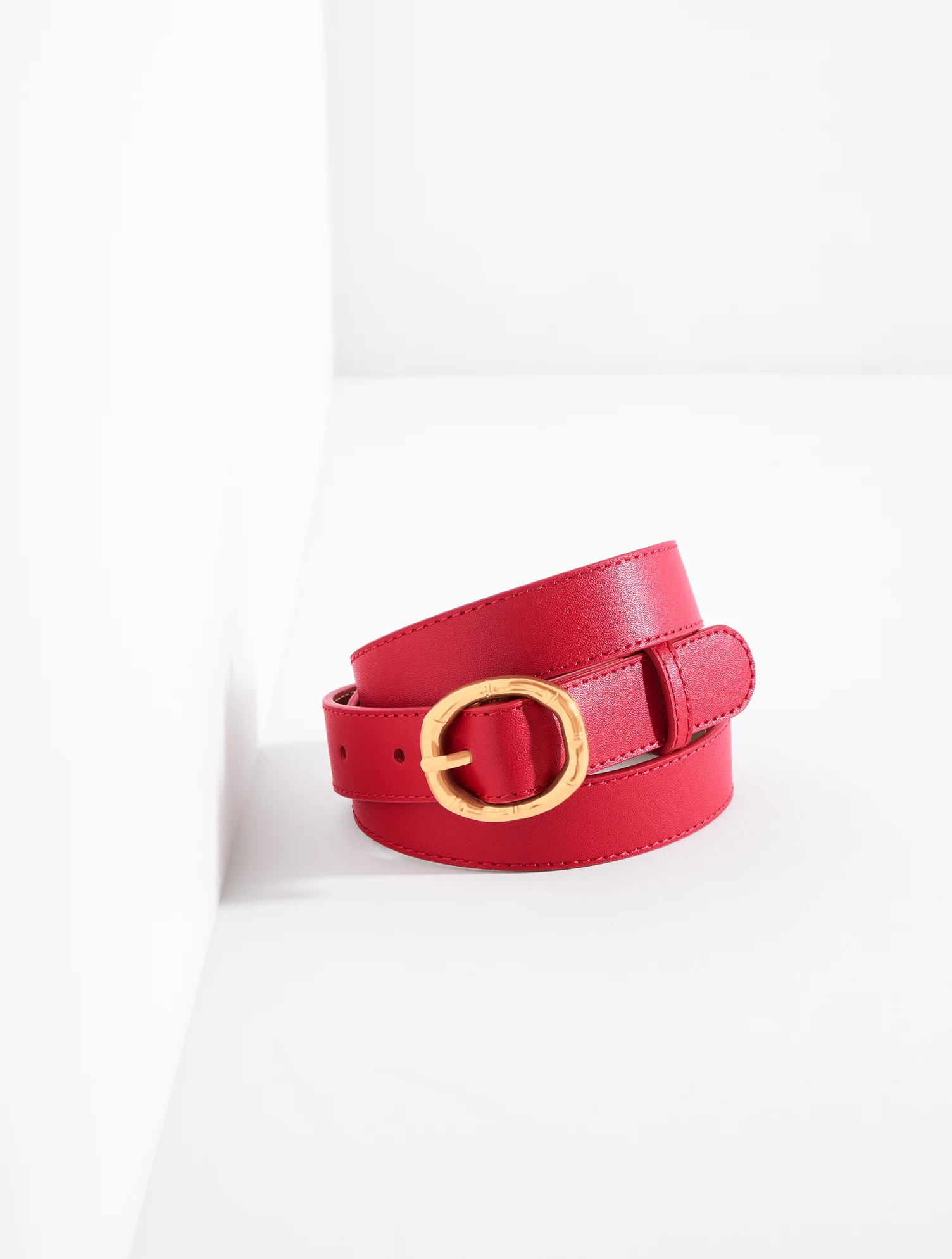Bamboo Buckle Leather Belt - Red - Small Talbots | Talbots
