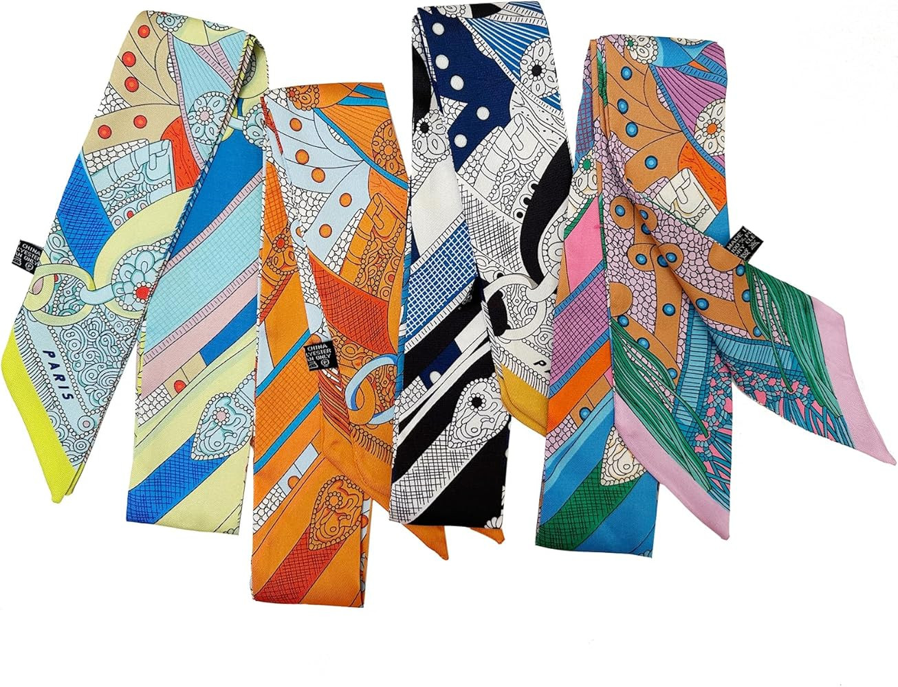 4pcs Purse Scarf For Handbags Silk Head Scarf For Hair Fashion Skinny Scarf For Women Long Necker... | Amazon (US)