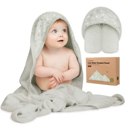 Luxe Baby Hooded Towel, Organic Baby Bath Towel, Hooded Baby Towels, Baby Beach Towel for Newborn, Kids (Serenity) | Target