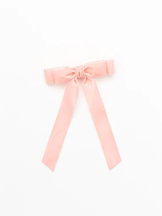 Velvet Hair Bow Long Tail | Ladies Velvet Bow French Barrette | Grace & Grandeur Judy Bow Bashful... | Etsy (US)