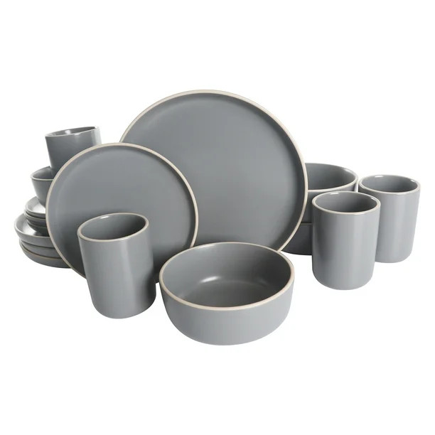 Gap Home 16-Piece Round Dark Gray Stoneware Dinnerware Set - Walmart.com | Walmart (US)