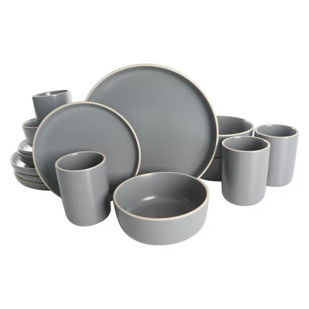 Gap Home 16-Piece Round Dark Gray Stoneware Dinnerware Set - Walmart.com | Walmart (US)