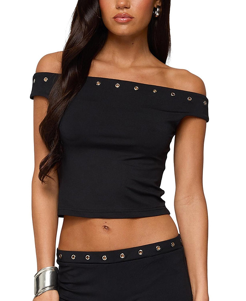 Edikted Neriah Grommet Off Shoulder Top | Bloomingdale's (US)