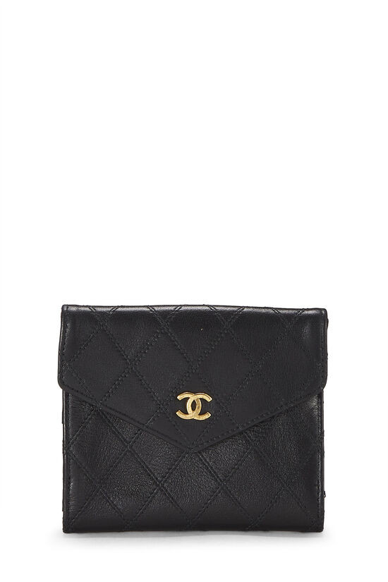 Black Quilted Lambskin Compact Wallet | What Goes Around Comes Around