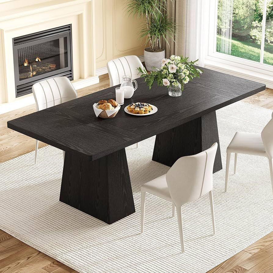 LITTLE TREE Dining Table for 6 People, Wooden Table, Rectangle Furniture with Heavy Duty Legs, Mo... | Amazon (US)