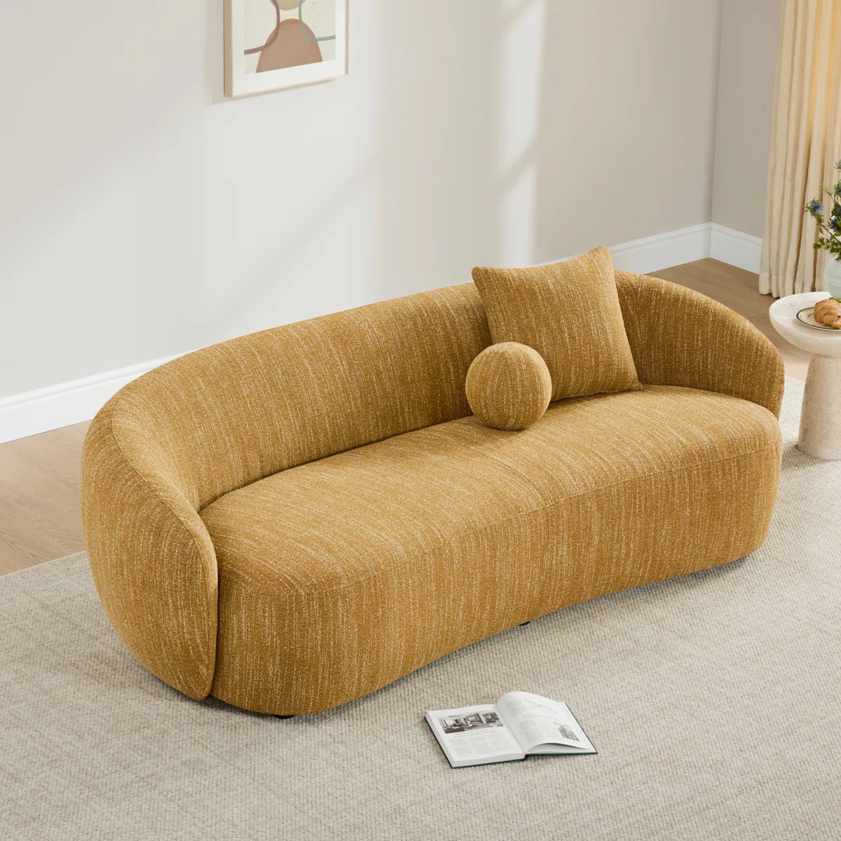 Heidemaria 89'' Boucle Upholstered Curved Sofa | Wayfair North America