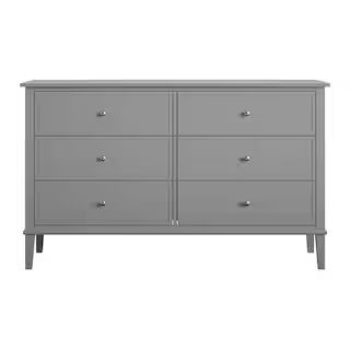 Ameriwood Home Queensbury 6-Drawer in Gray Dresser (33.5 in. H x 55.3 in. W x 16.1 in. D) HD67041... | The Home Depot