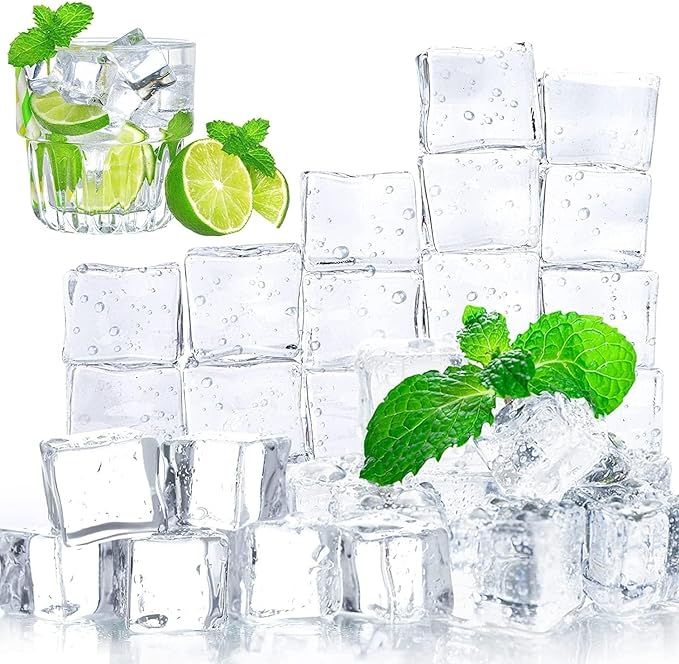 DomeStar Clear Fake Ice Cubes, 20 PCS 0.8" Plastic Ice Cubes Acrylic Clear Ice Rock Diamond Cryst... | Amazon (US)