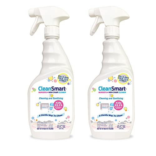 CleanSmart Nursery & High Chair Cleaner, 23 Ounce Bottle (Pack of 2), Hypochlorous Naturally Kills 99.9% of Viruses like RSV & Flu with Zero Residue | Amazon (US)