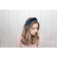 Navy Velvet Headband - Top Knot Headband, Matador Alice Band, Blue Padded | Etsy (US)