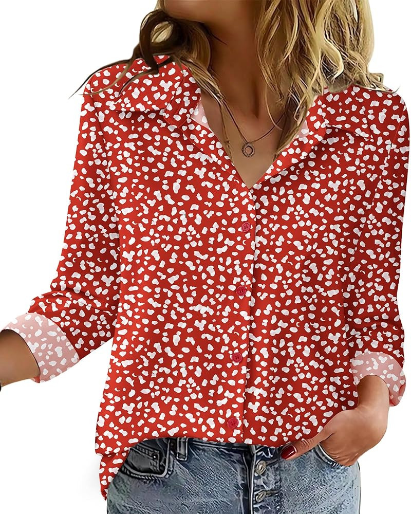 Zeagoo Blouse for Women Dressy Long Sleeve Button Down Shirts Business Casual Outfit Solid/Printe... | Amazon (US)