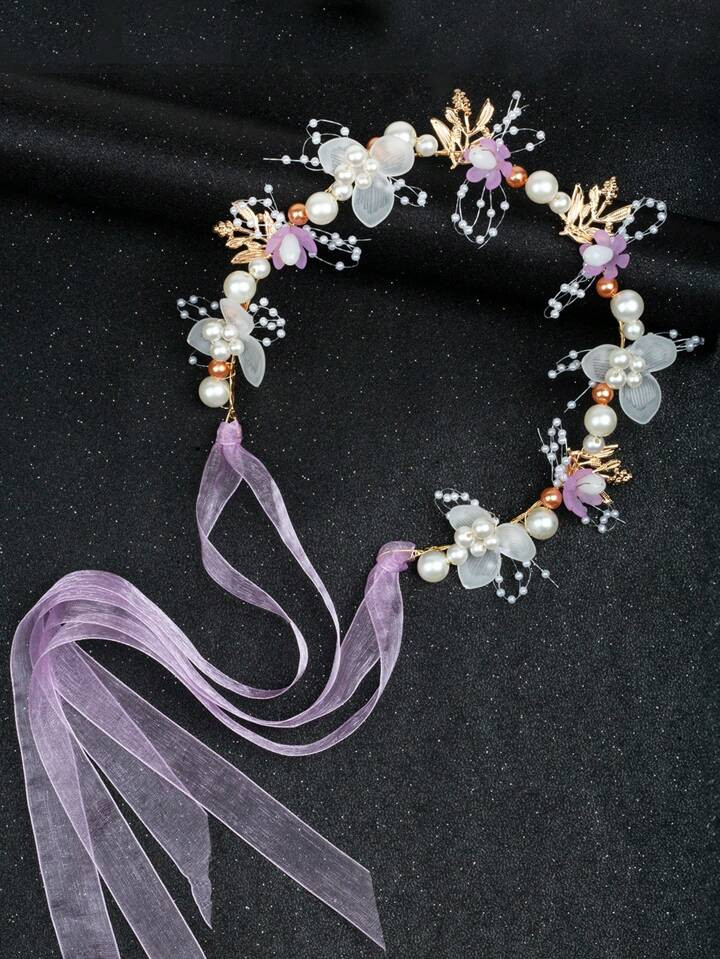1pc Sweet Flower & Pearl Decor Princess Style Headband For Girls, Suitable For Children's Day Per... | SHEIN