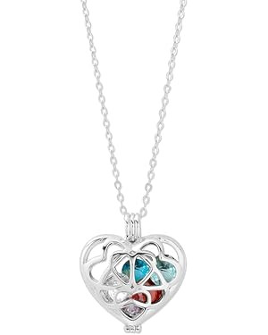 EVE'S ADDICTION Sterling Silver Personalized 6mm Round Simulated Birthstone Heart Caged Locket (1... | Amazon (US)
